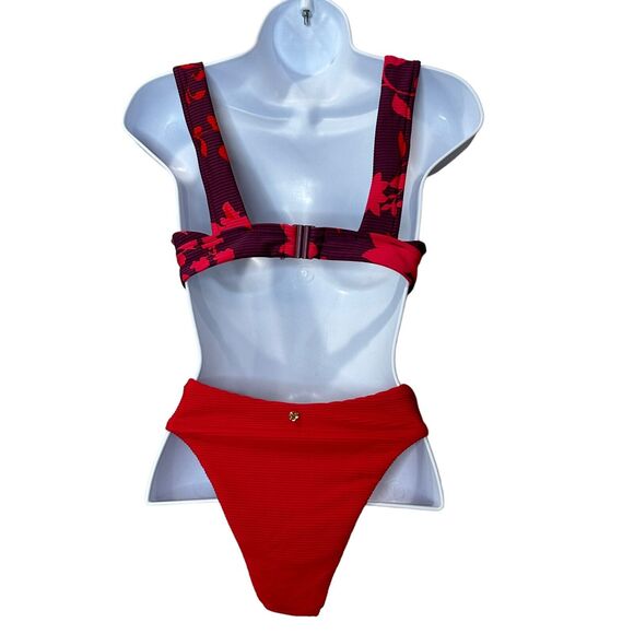 Seafolly Florence Textured Ribbed Two Piece Swimsuit Purple/Red Women 6 NWOT - Picture 3 of 9